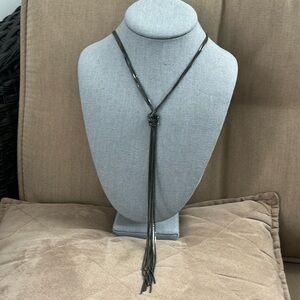 Gunmetal Long Tassel Necklace